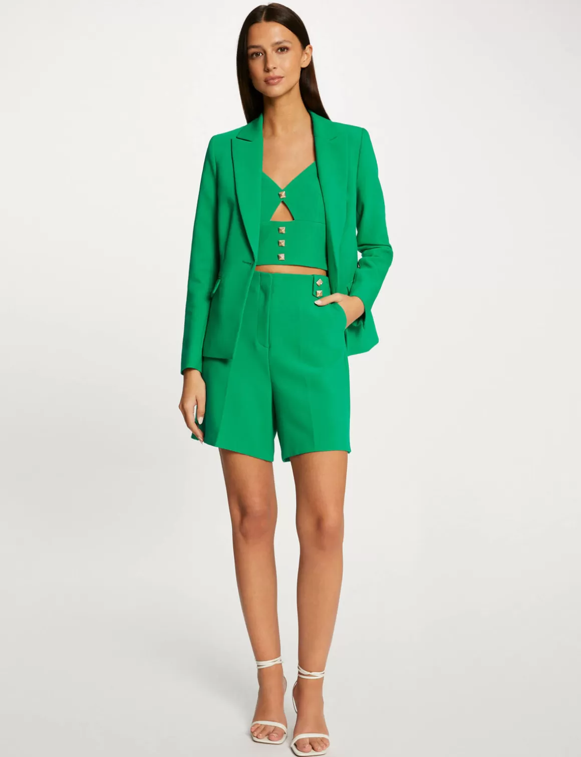 Morgan Ensembles Et Tailleurs>Bermuda City Droit A Pinces Femme | Vert