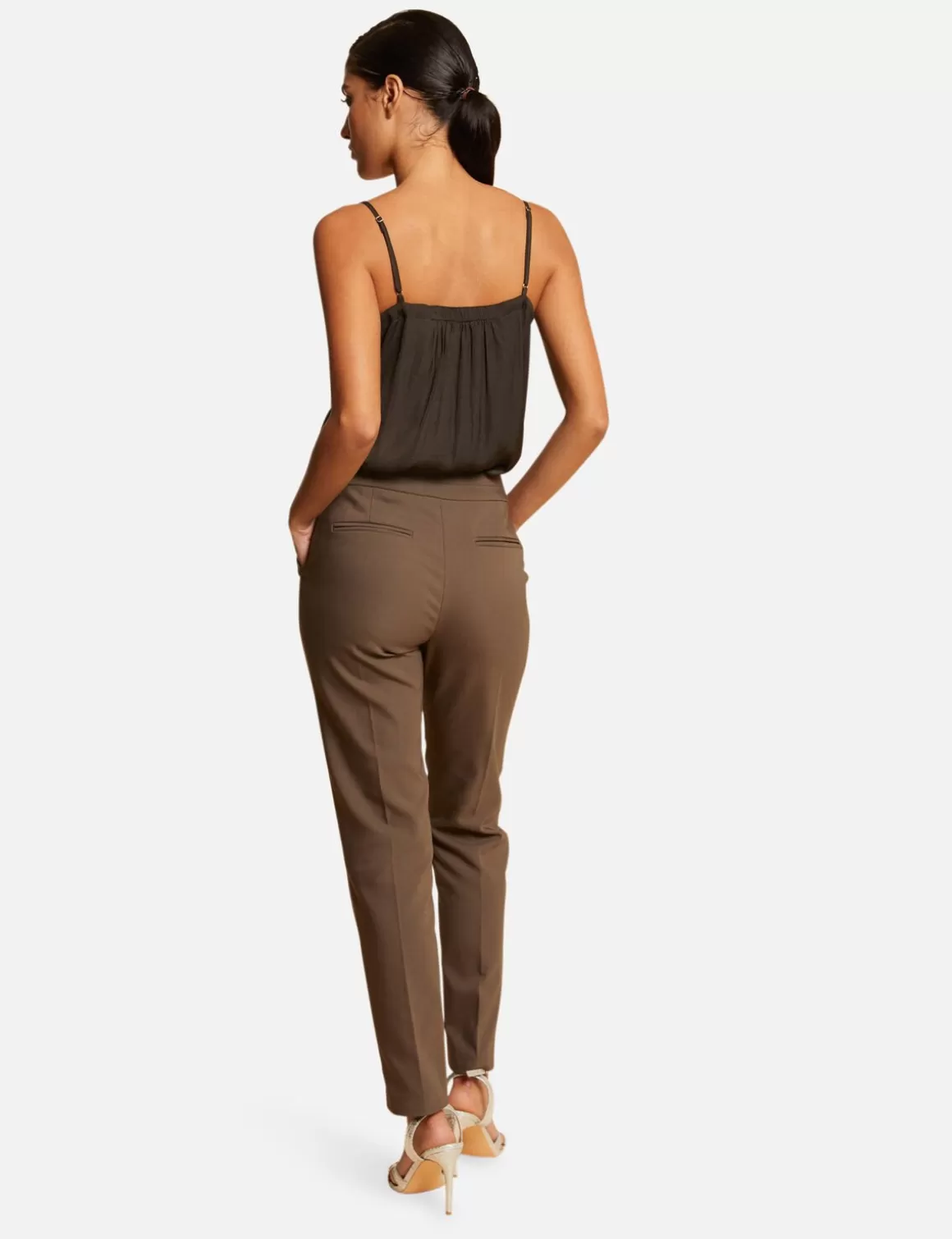 Morgan Chemises Et Blouses>Blouse Bretelles Fines Avec Dentelle Vert Kaki Femme | Vert_Kaki