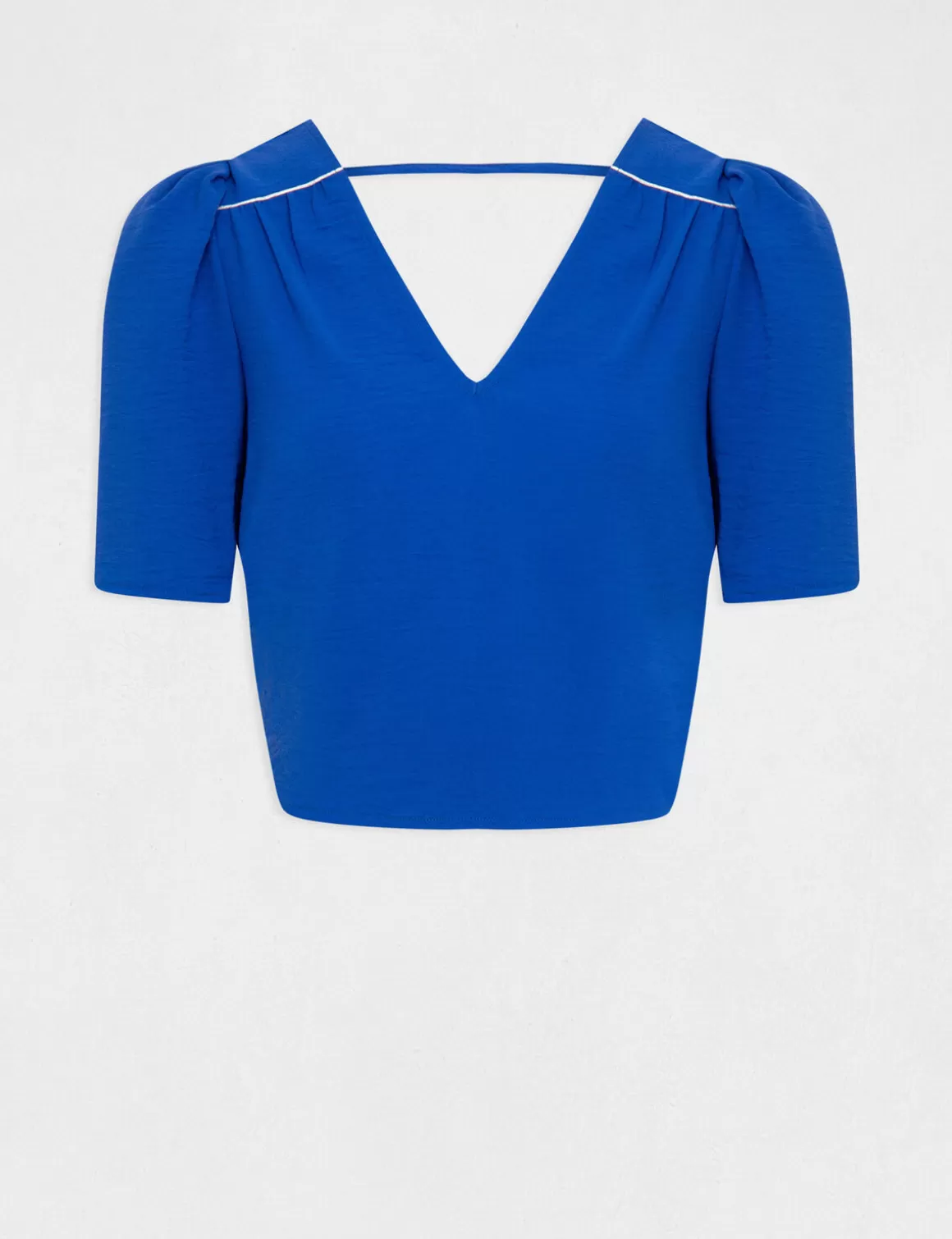 Morgan Chemises Et Blouses>Blouse Manches Courtes Dos Ouvert Bleu Electrique Femme | Bleu_Electrique
