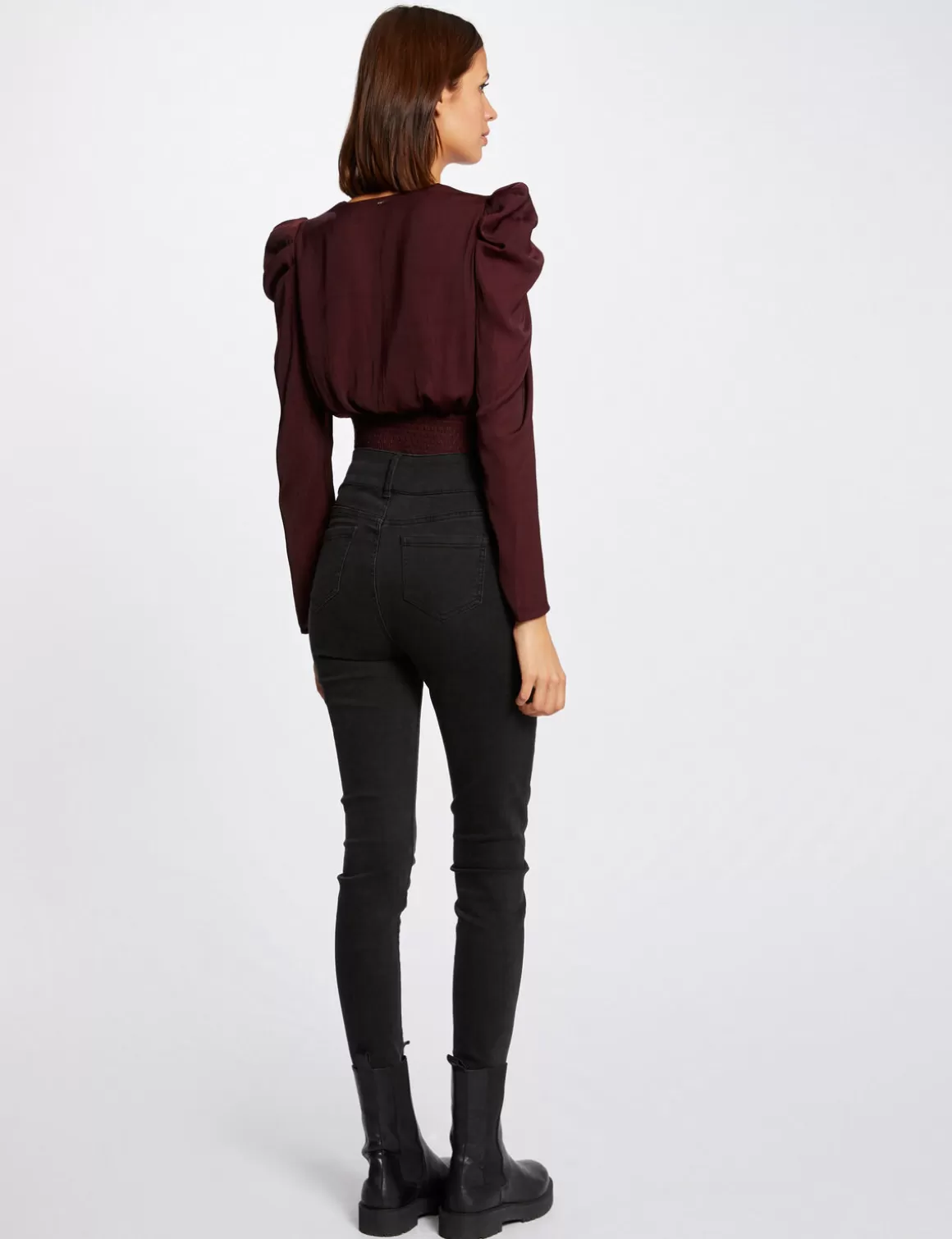 Morgan Chemises Et Blouses>Blouse Manches Longues Col Cache-Coeur Femme | Prune