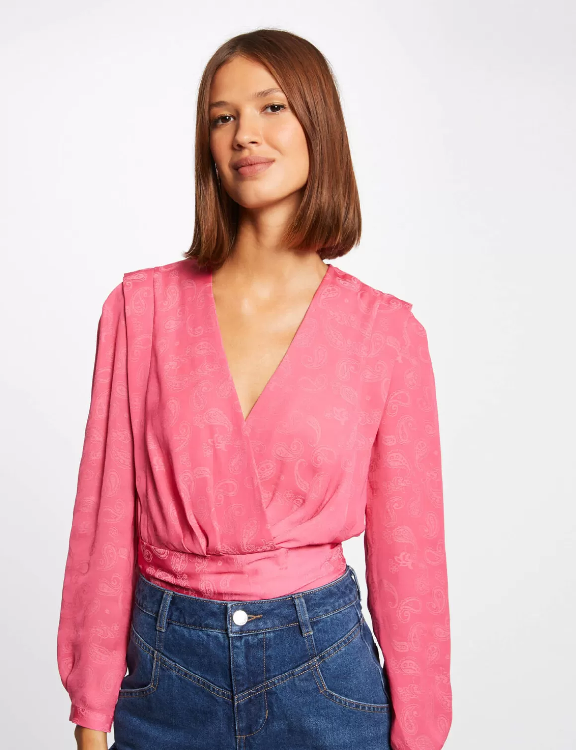 Morgan Chemises Et Blouses>Blouse Manches Longues Imprimee Femme | Fuchsia