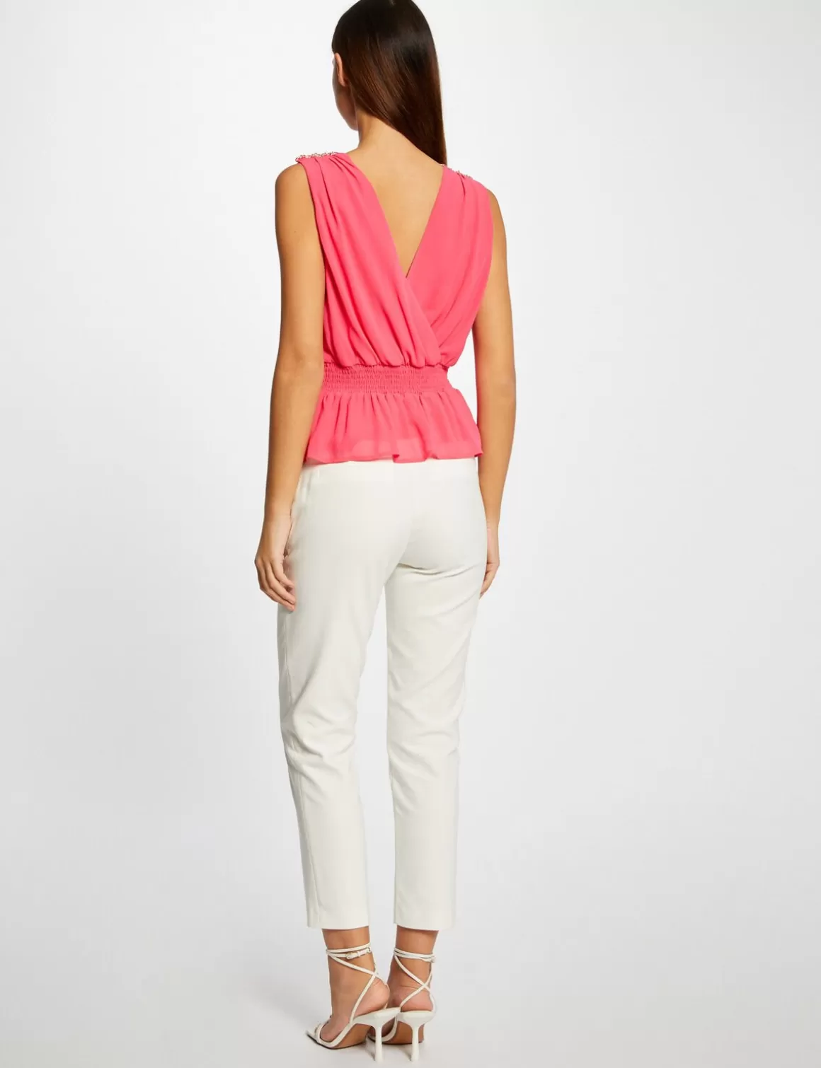 Morgan Chemises Et Blouses>Blouse Sans Manches Details Chaines Femme | Rose