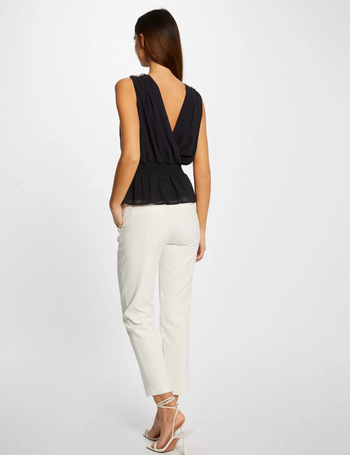 Morgan Chemises Et Blouses>Blouse Sans Manches Details Chaines Femme | Marine