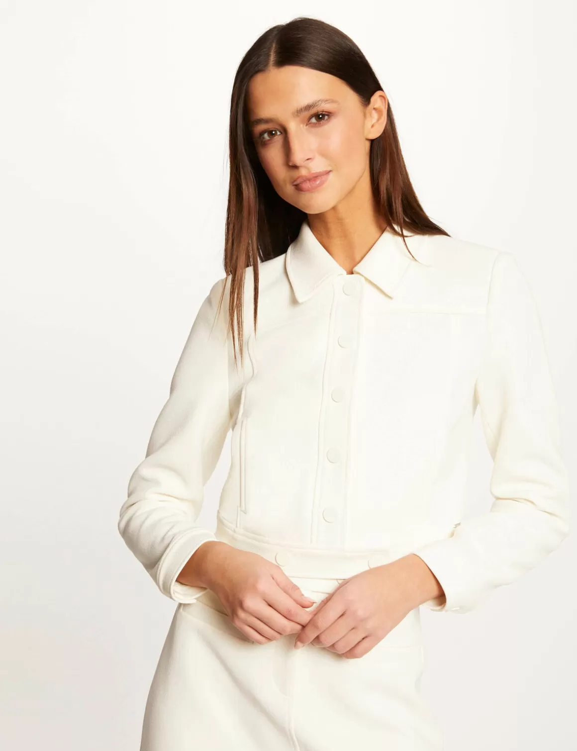 Morgan Vestes Et Blousons>Blouson Court Droit Boutonne Femme | Ecru