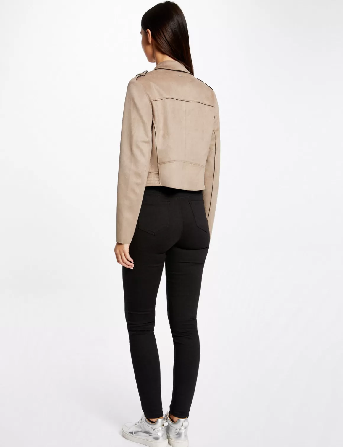 Morgan Vestes Et Blousons>Blouson Droit Aspect Suedine Beige Clair Femme | Beige_Clair