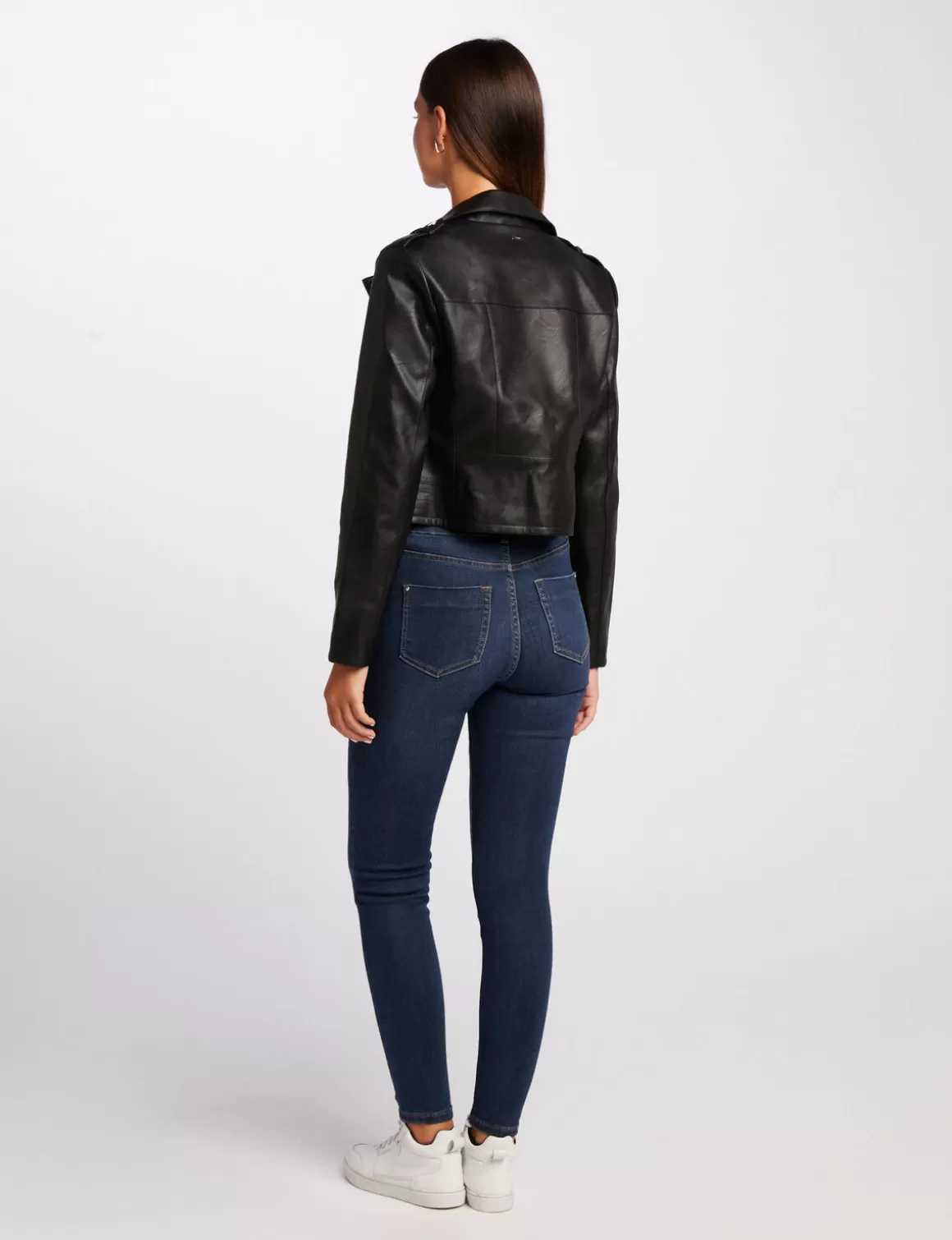Morgan Manteaux>Blouson Droit Avec Col Crante A Revers Femme | Noir