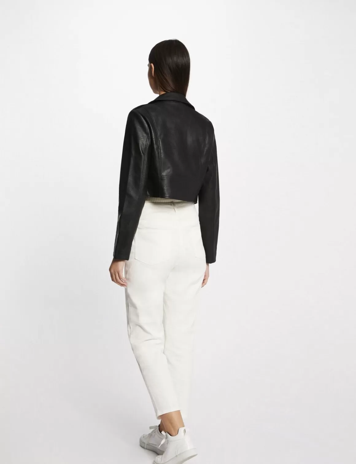 Morgan Vestes Et Blousons>Blouson Droit Zippe Simili Cuir Femme | Noir