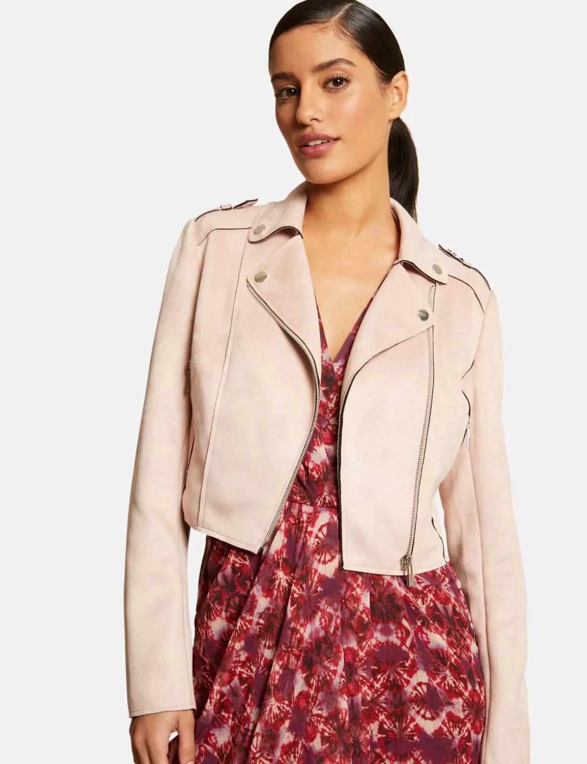 Morgan Vestes Et Blousons>Blouson Droit Zippe Suedine Femme | Rose