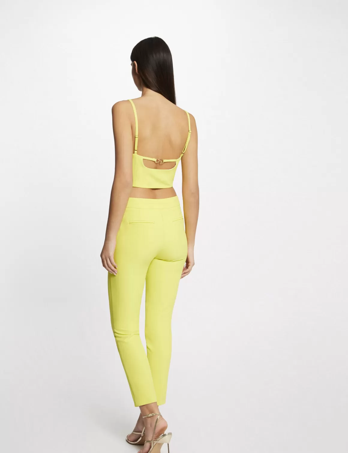 Morgan Tops Et T-Shirts>Bustier Crop Top A Ornement Dos Femme | Jaune