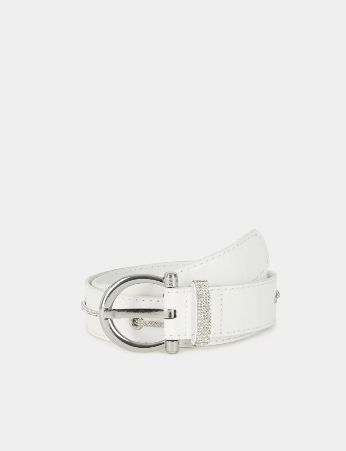 Morgan Ceintures>Ceinture A Oeillets Et Strass Femme | Blanc