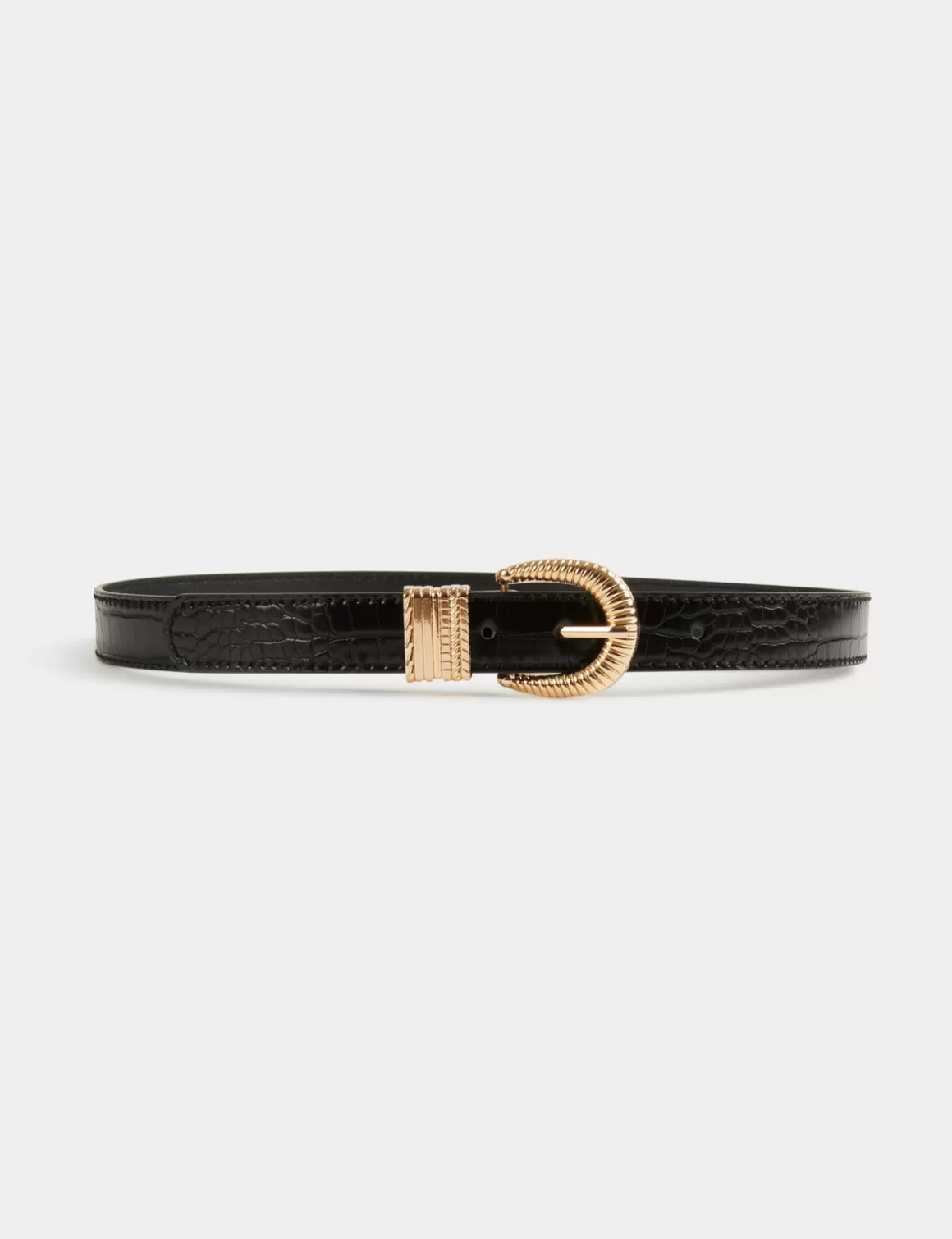 Morgan Ceintures>Ceinture Aspect Croco Femme | Noir