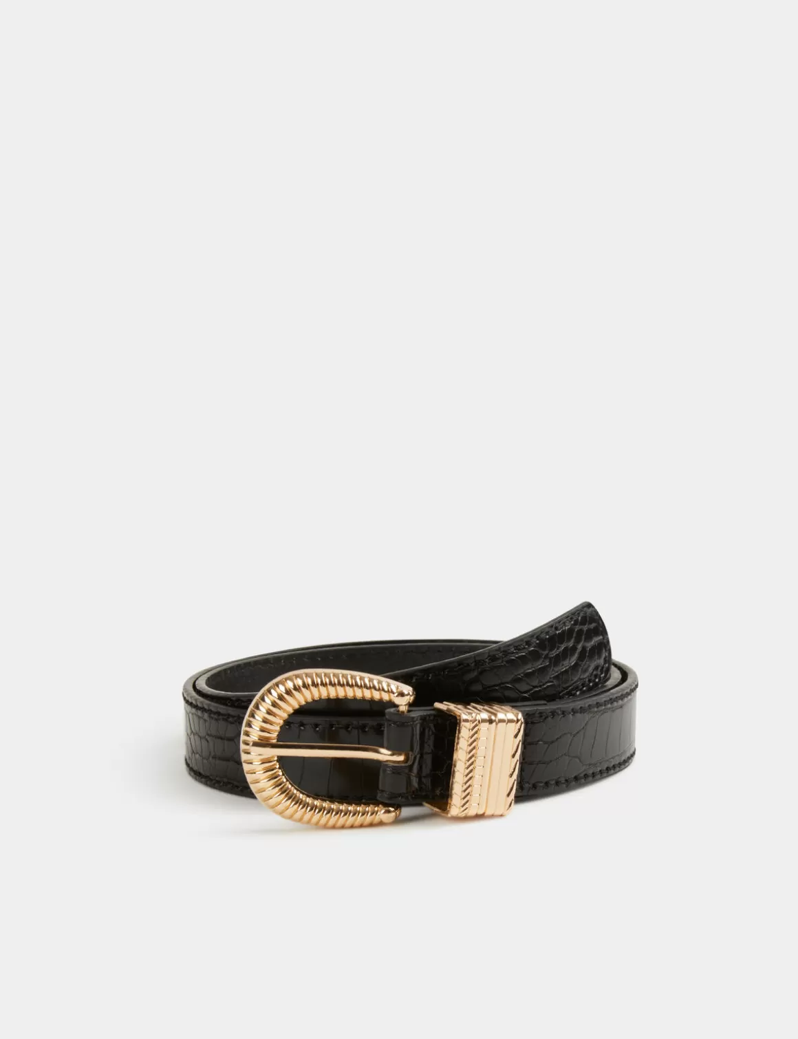 Morgan Ceintures>Ceinture Aspect Croco Femme | Noir