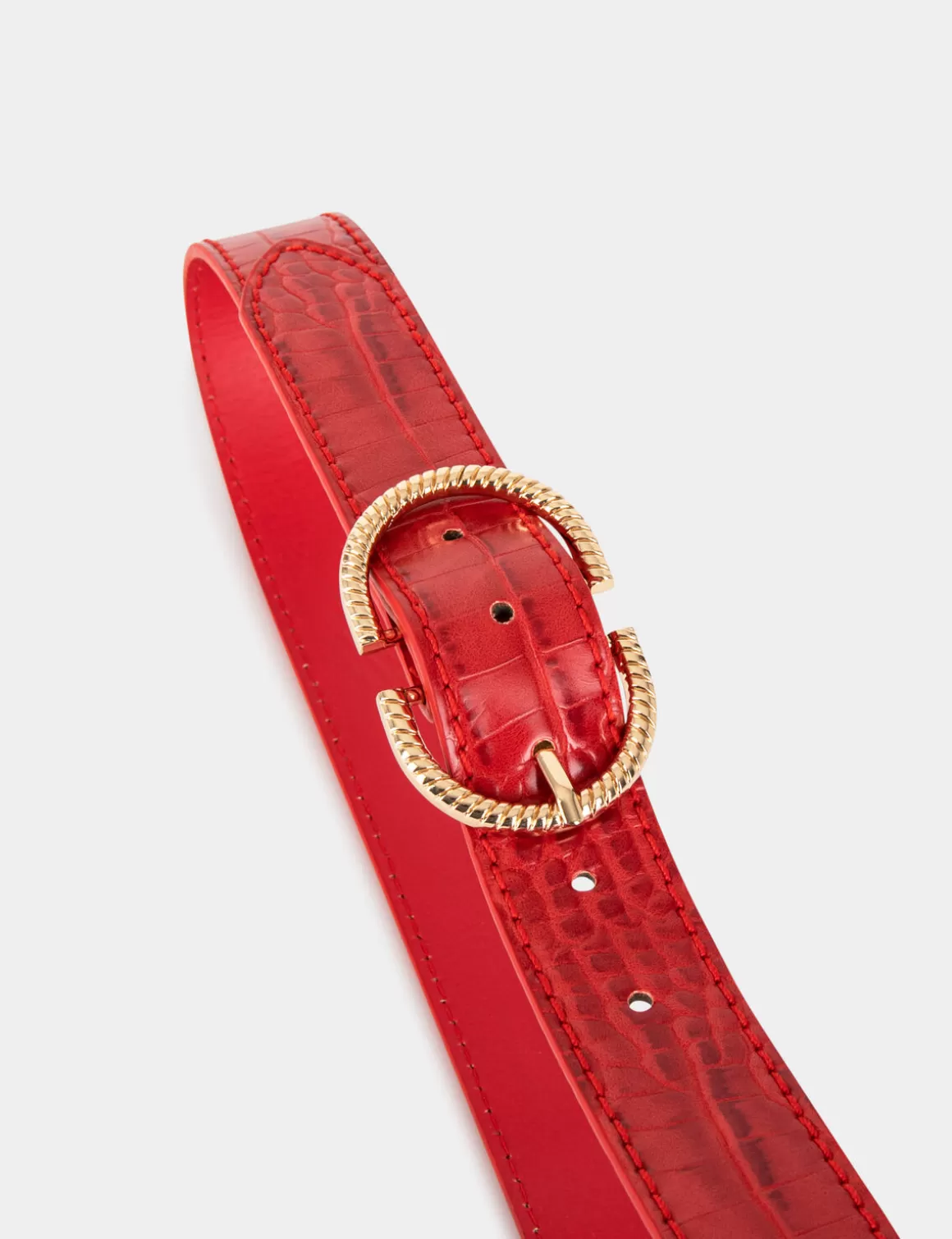 Morgan Ceintures>Ceinture Aspect Croco Femme | Rouge