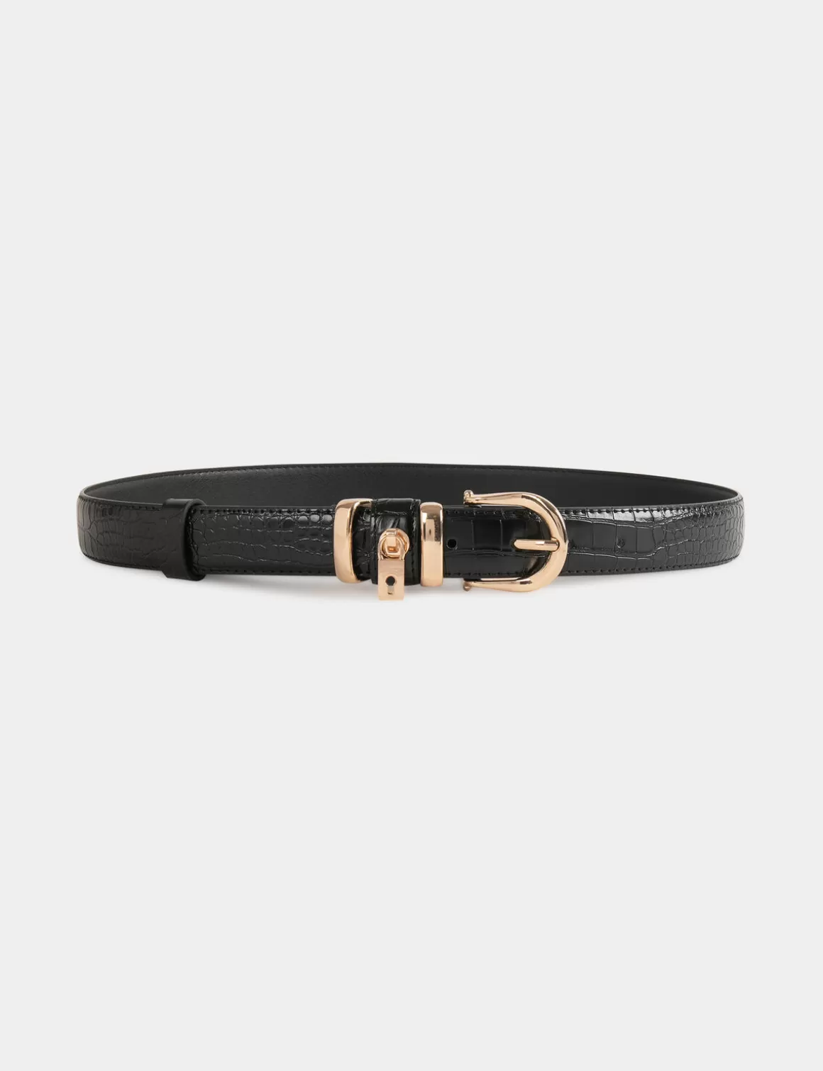 Morgan Ceintures>Ceinture Avec Cadenas Aspect Croco Femme | Noir