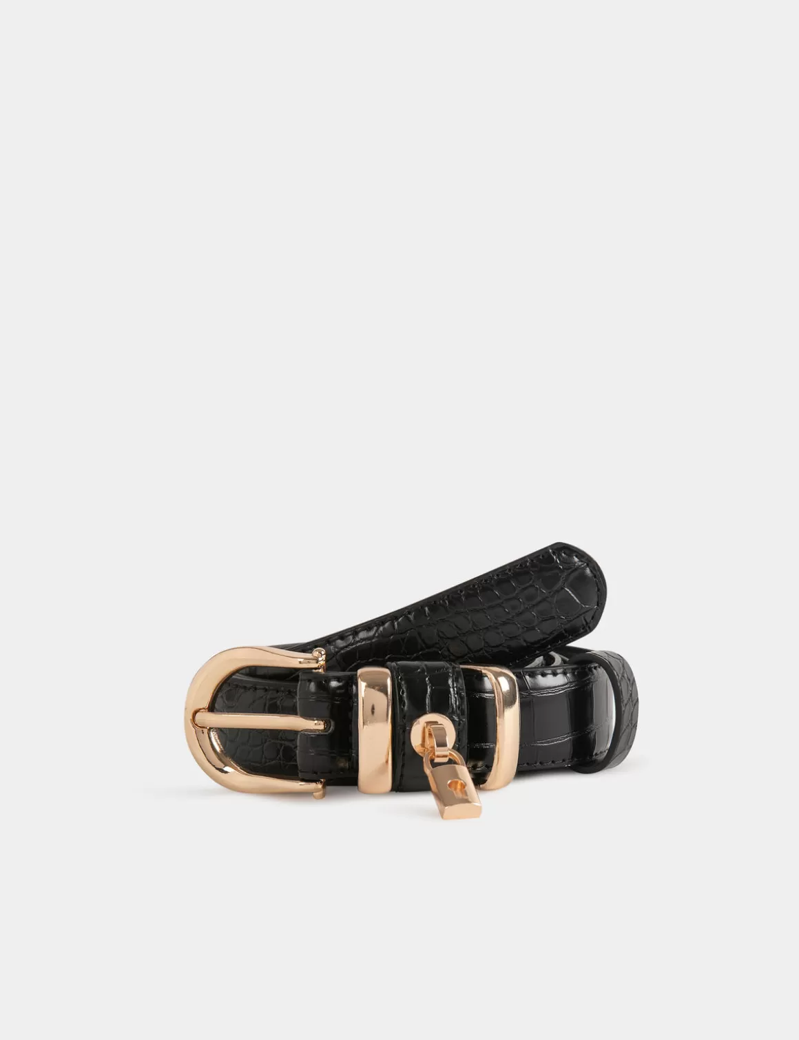 Morgan Ceintures>Ceinture Avec Cadenas Aspect Croco Femme | Noir