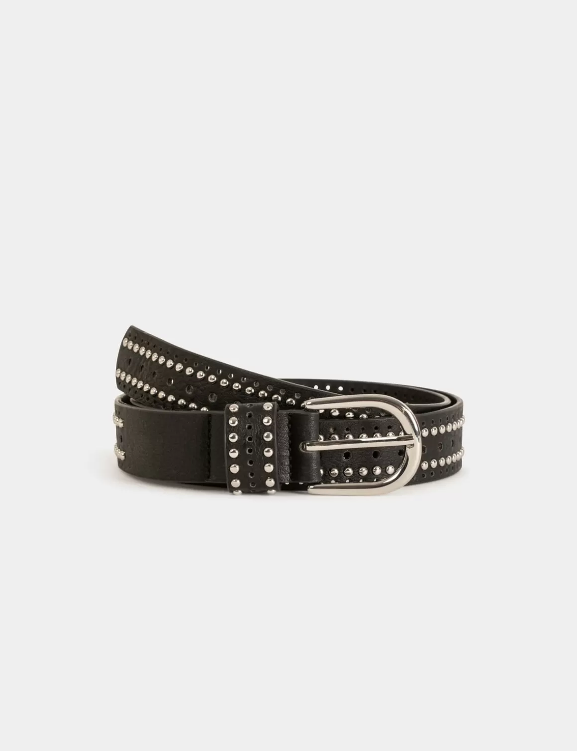 Morgan Ceintures>Ceinture Avec Clous Et Perforations Femme | Noir