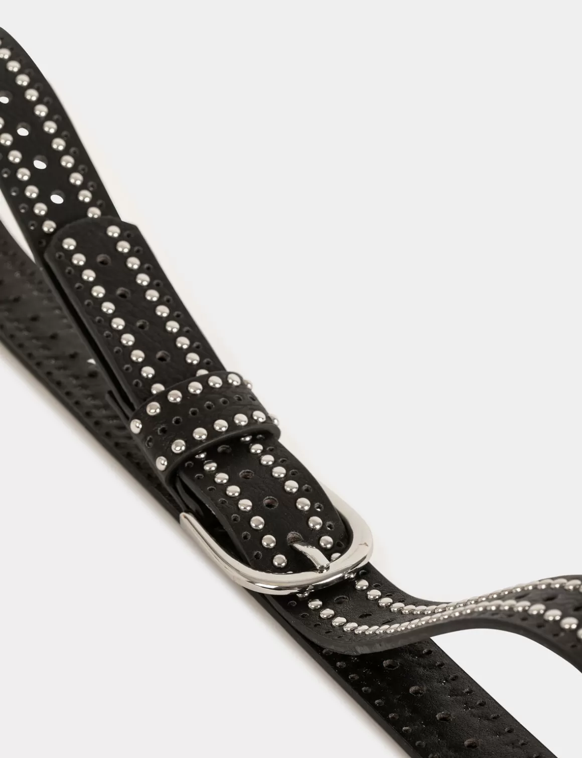 Morgan Ceintures>Ceinture Avec Clous Et Perforations Femme | Noir