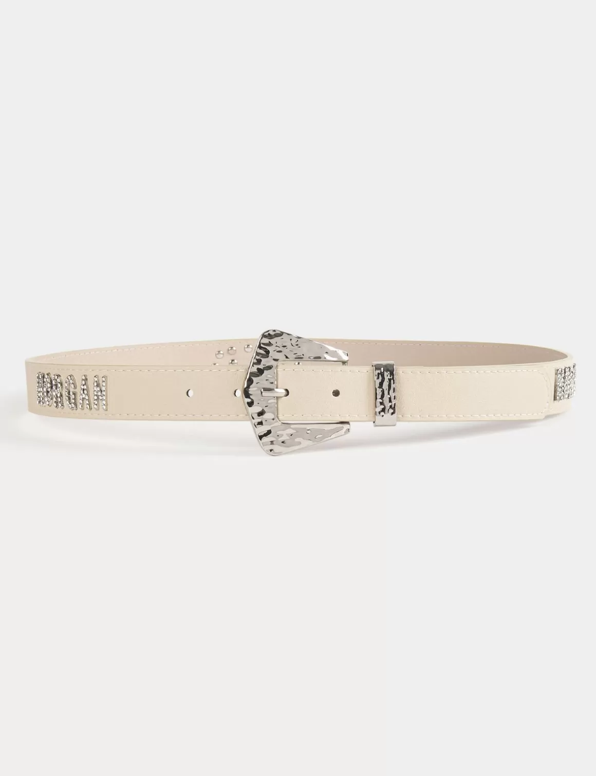 Morgan Ceintures>Ceinture Avec Ornements A Strass Femme | Beige