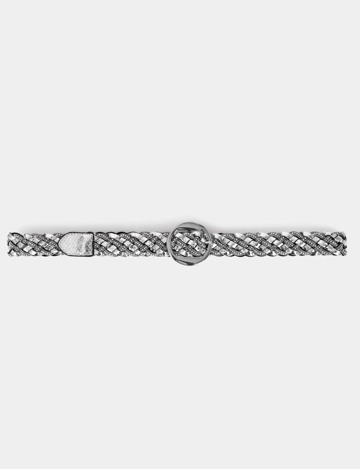 Morgan Ceintures>Ceinture Tressee Avec Strass Gris Moyen Femme | Gris_Moyen