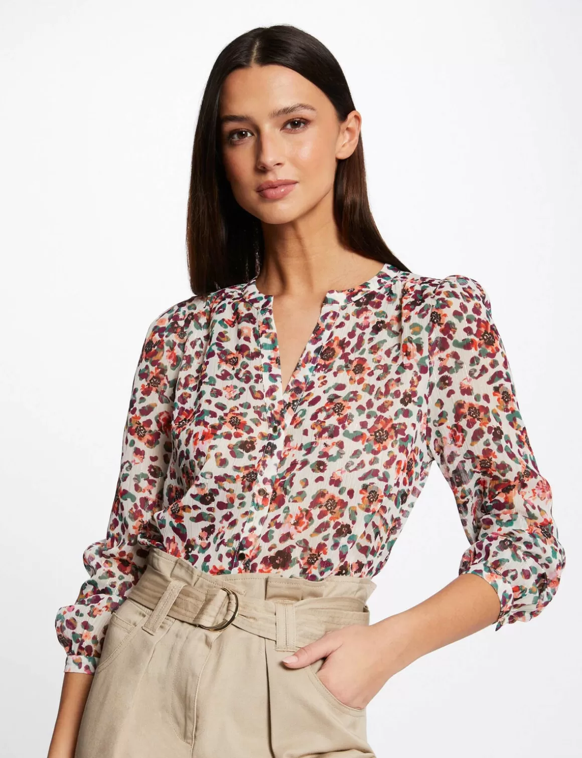 Morgan Chemises Et Blouses>Chemise Manches Longues Imprime Floral Femme | Ecru