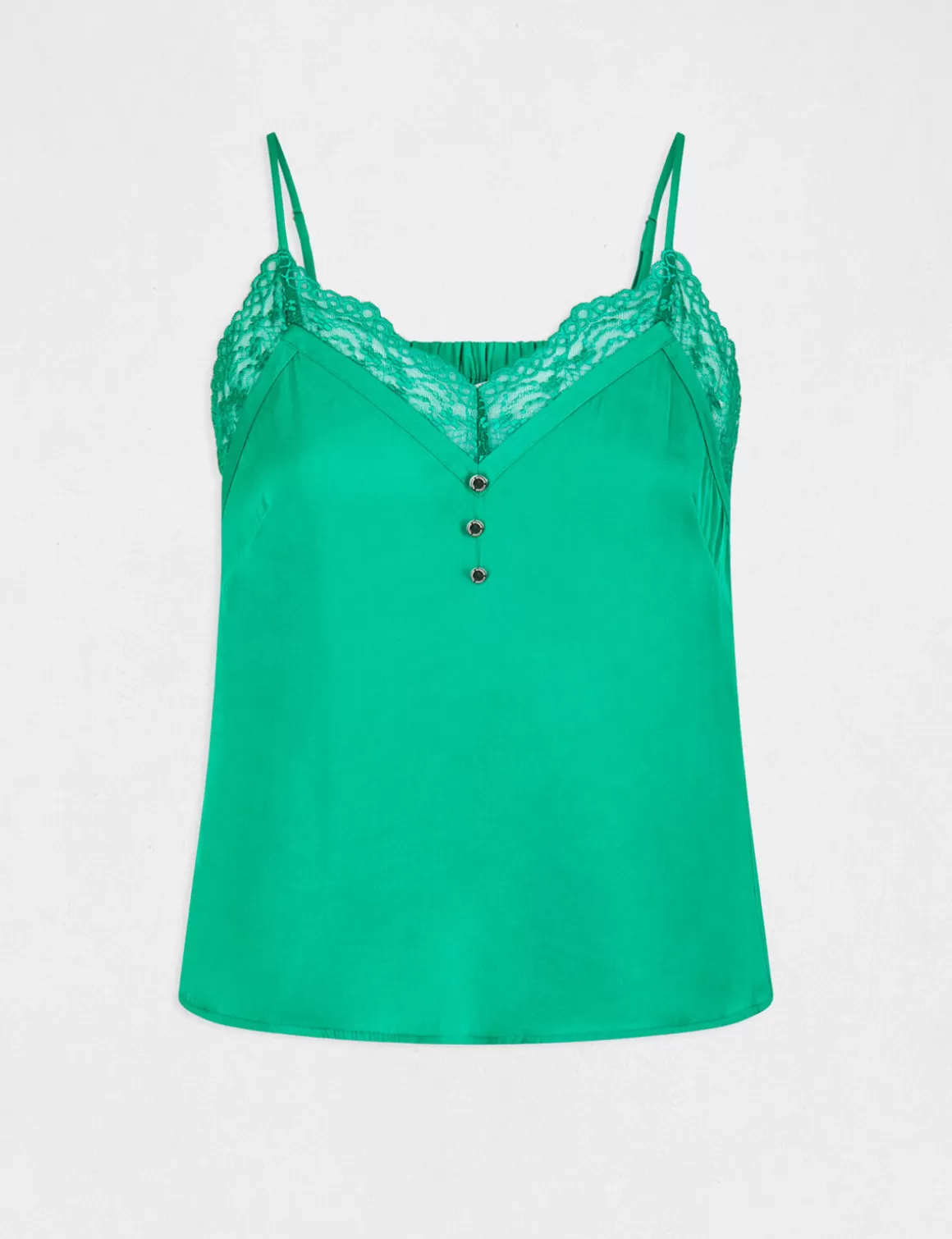 Morgan Chemises Et Blouses>Debardeur Bretelles Fines Avec Boutons Vert Moyen Femme | Vert_Moyen