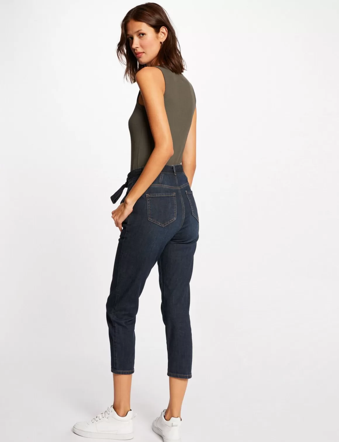 Morgan Tops Et T-Shirts>Debardeur Bretelles Larges Effet Cotele Vert Kaki Femme | Vert_Kaki