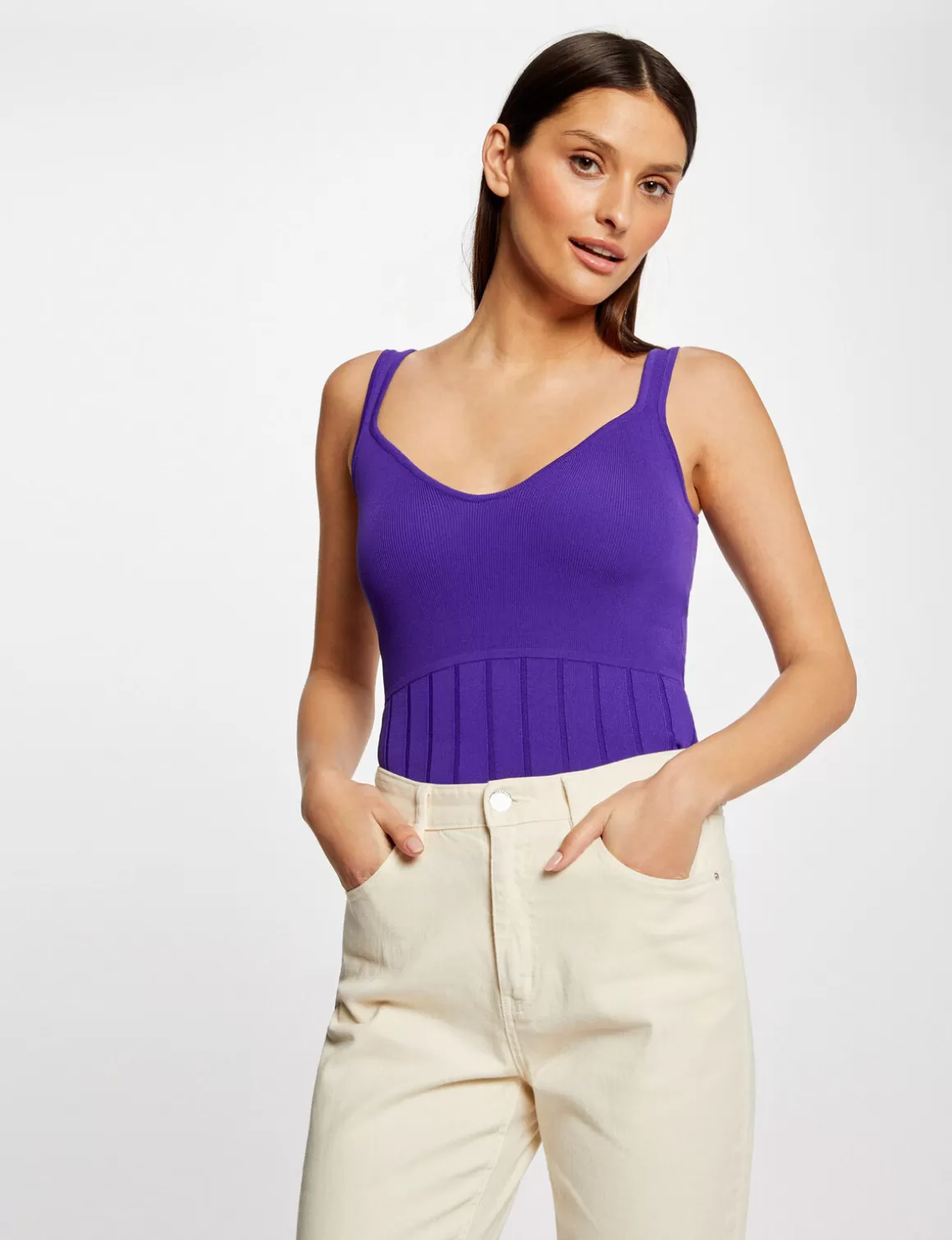 Morgan Pulls>Debardeur Pull A Bretelles Femme | Violet