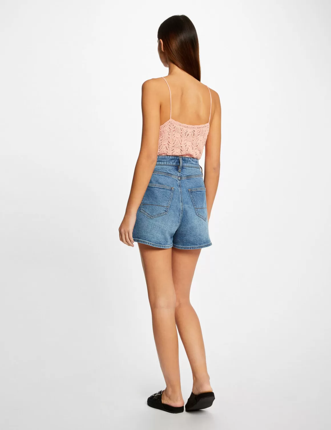 Morgan Tops Et T-Shirts>Debardeur Pull Avec Col En V Rose Moyen Femme | Rose_Moyen