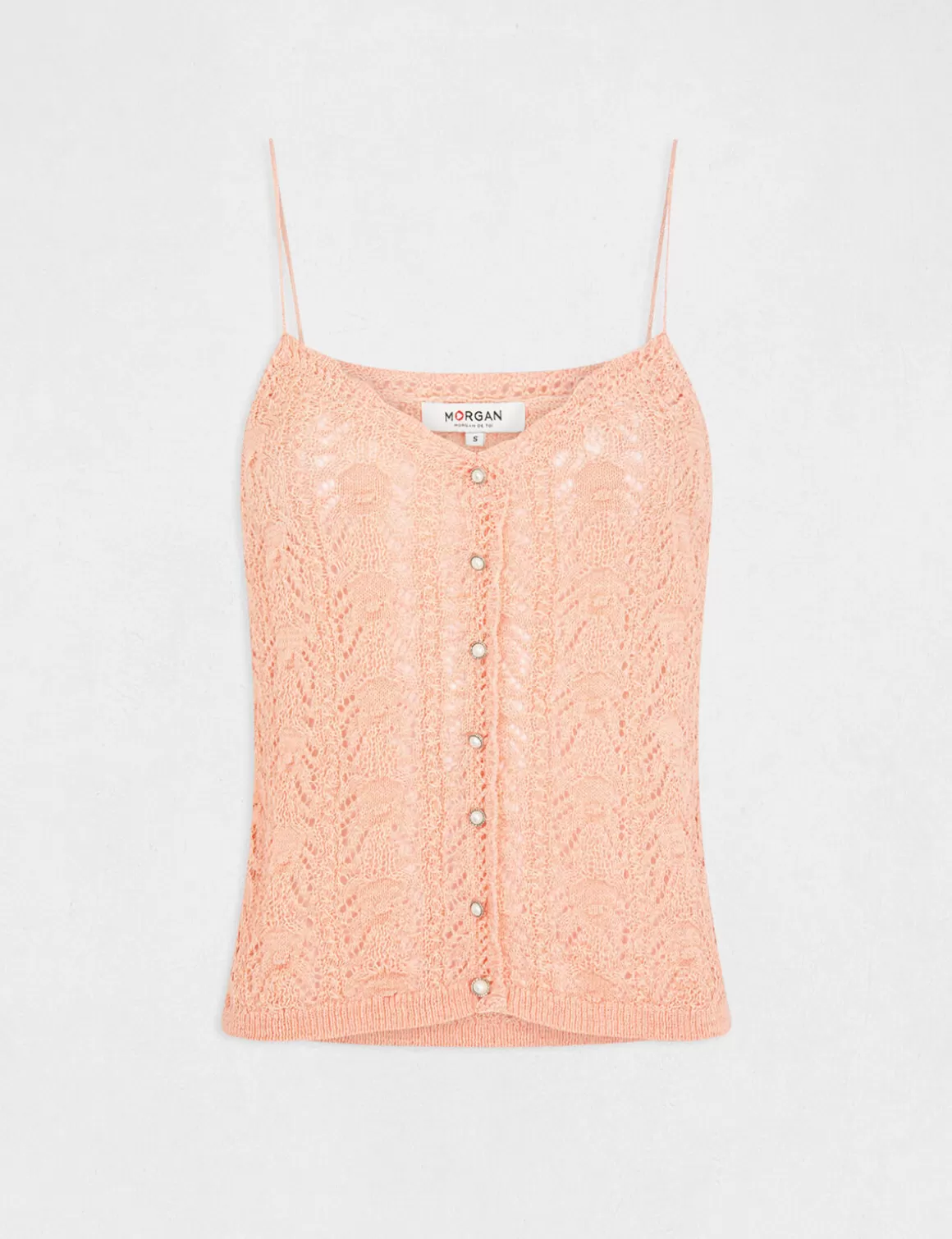Morgan Tops Et T-Shirts>Debardeur Pull Avec Col En V Rose Moyen Femme | Rose_Moyen