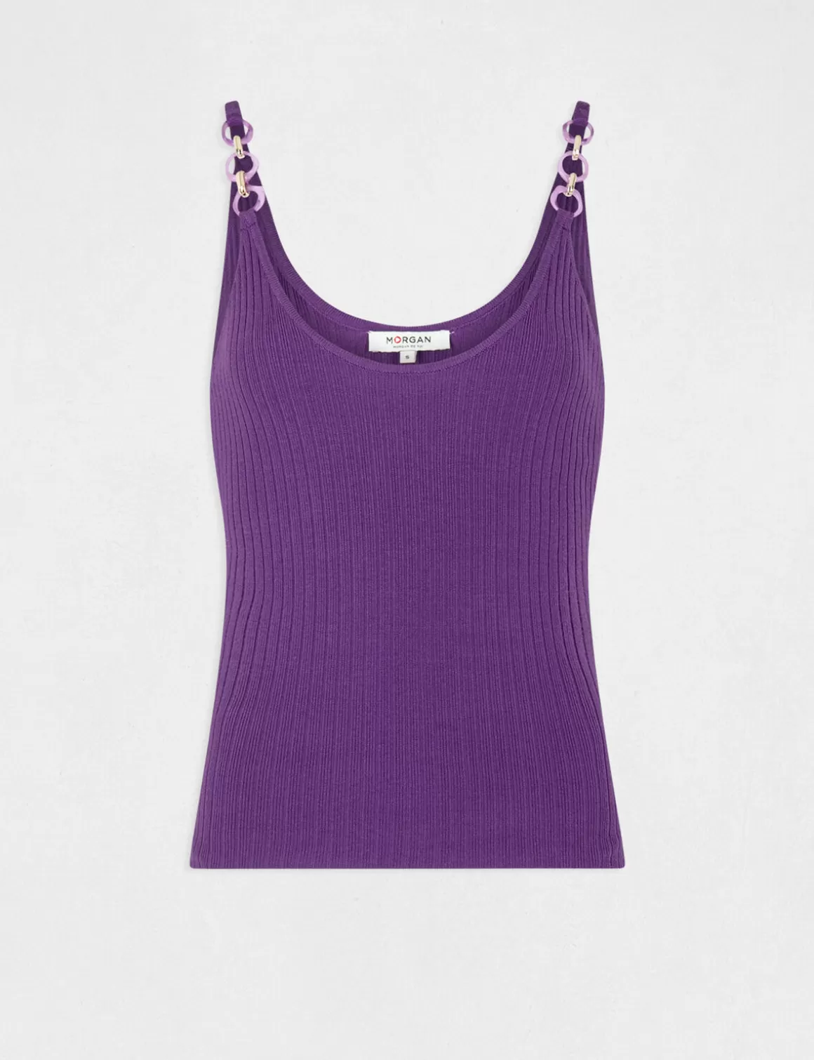 Morgan Tops Et T-Shirts>Debardeur Pull Avec Details Chaines Violet Fonce Femme | Violet_Fonce