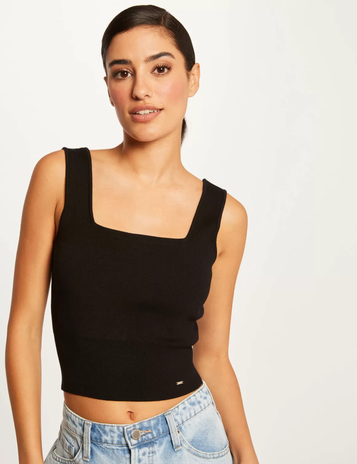 Morgan Tops Et T-Shirts>Debardeur Pull Bretelles Larges Femme | Noir