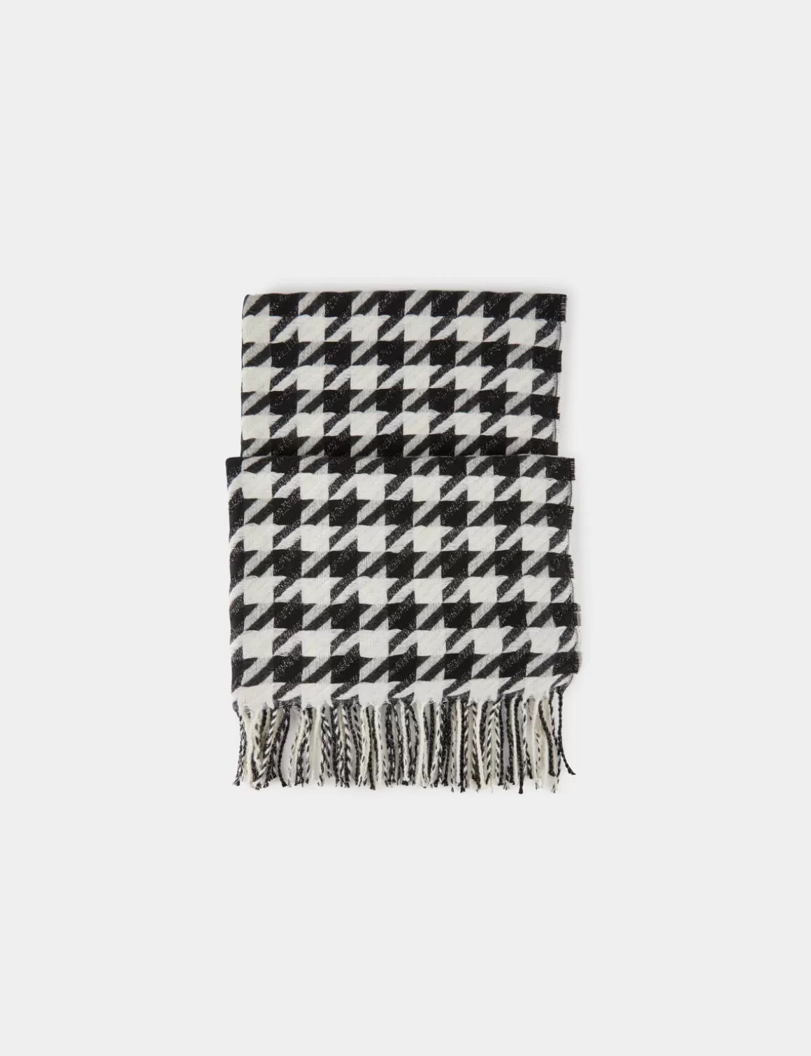 Morgan Echarpes>Echarpe A Franges Imprime Pied De Poule Femme | Noir