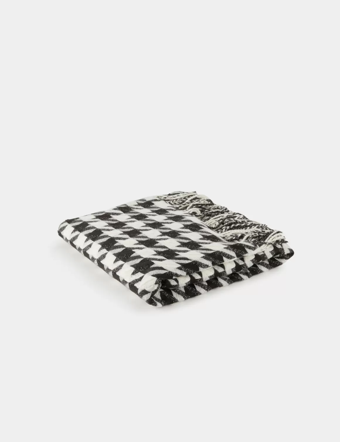 Morgan Echarpes>Echarpe A Franges Imprime Pied De Poule Femme | Noir