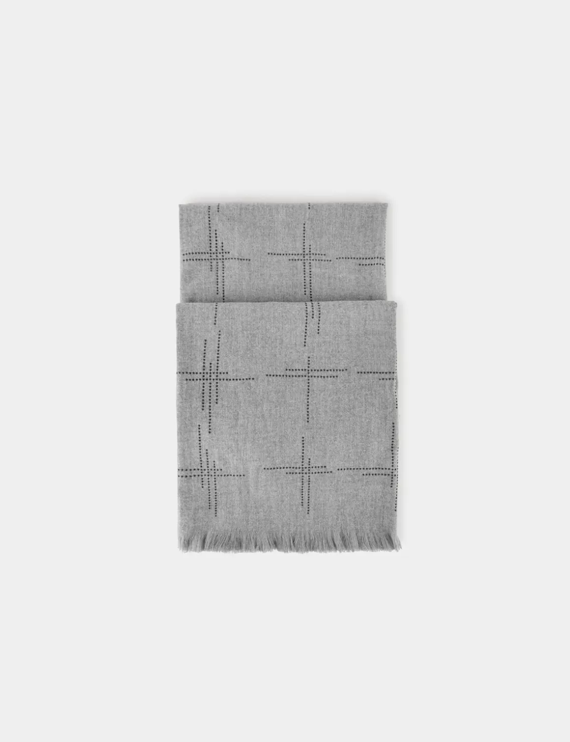 Morgan Echarpes>Echarpe Avec Strass Et Franges Gris Moyen Femme | Gris_Moyen