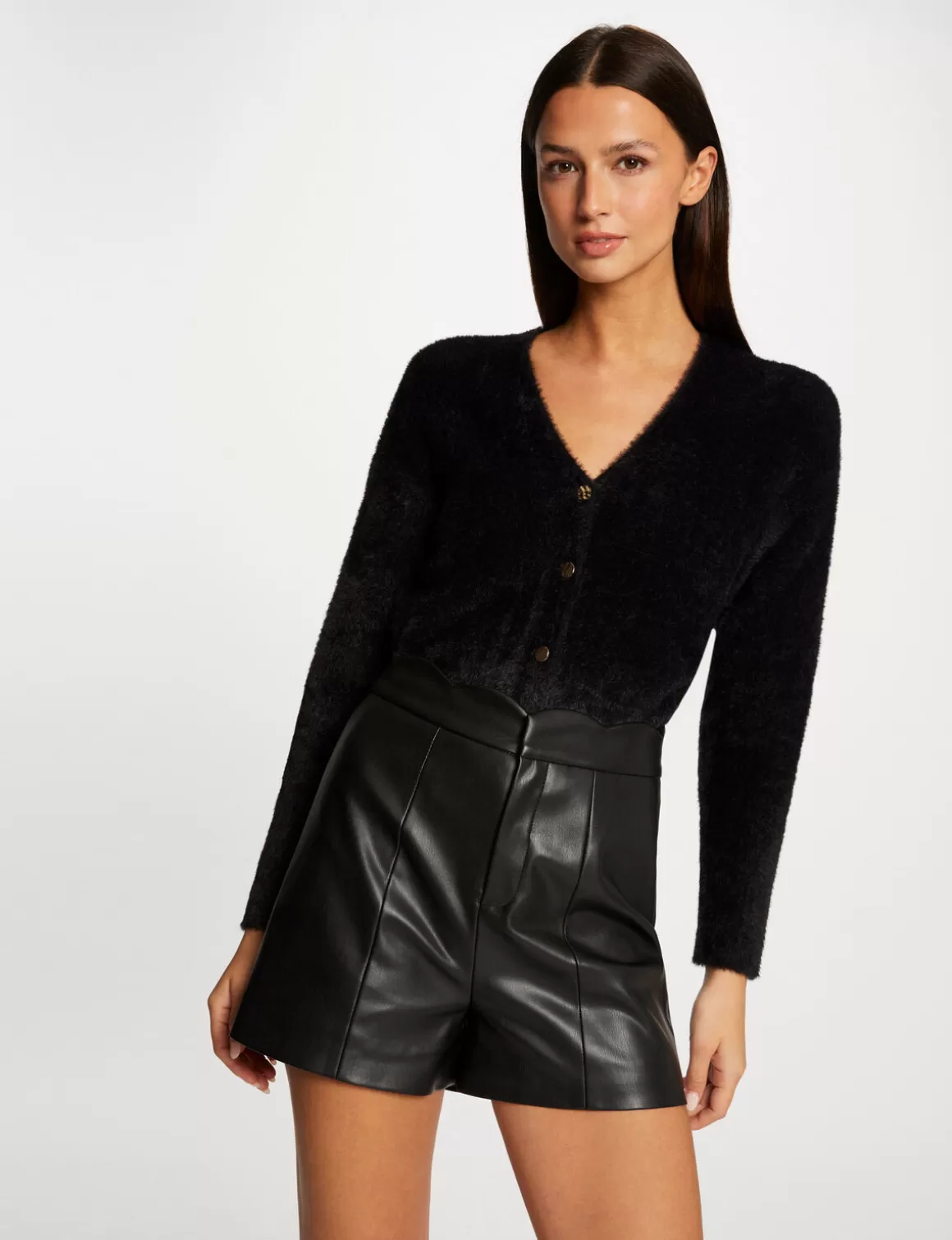 Morgan Gilets>Gilet Manches Longues Avec Col En V Femme | Noir