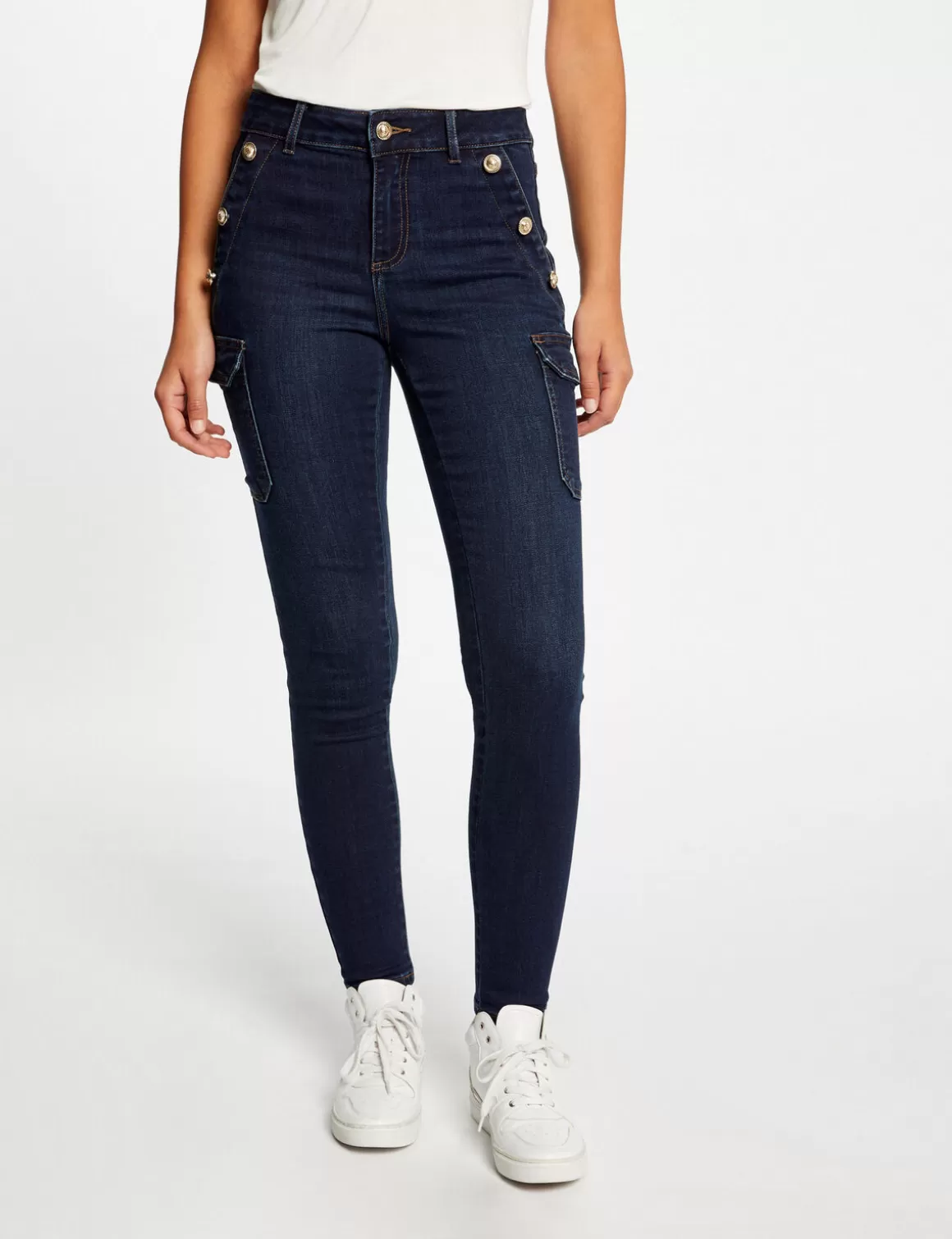 Morgan Pantalons>Jeans Cargo Skinny A Ponts Jean Brut Femme | Jean_Brut