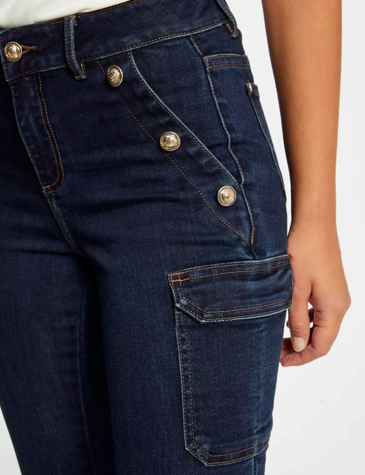 Morgan Pantalons>Jeans Cargo Skinny A Ponts Jean Brut Femme | Jean_Brut