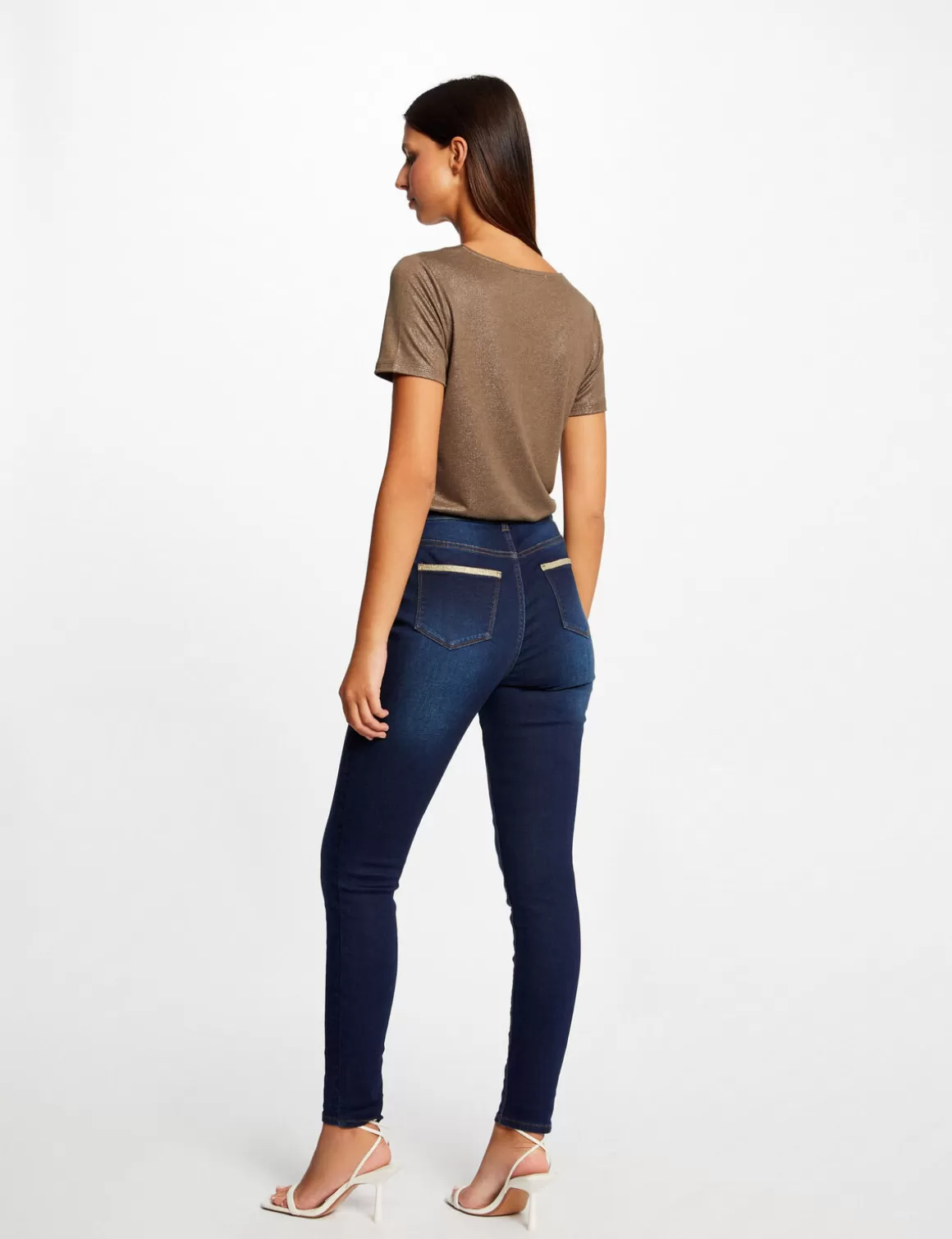 Morgan Pantalons>Jeans Skinny A Bandes Metallisees Jean Brut Femme | Jean_Brut