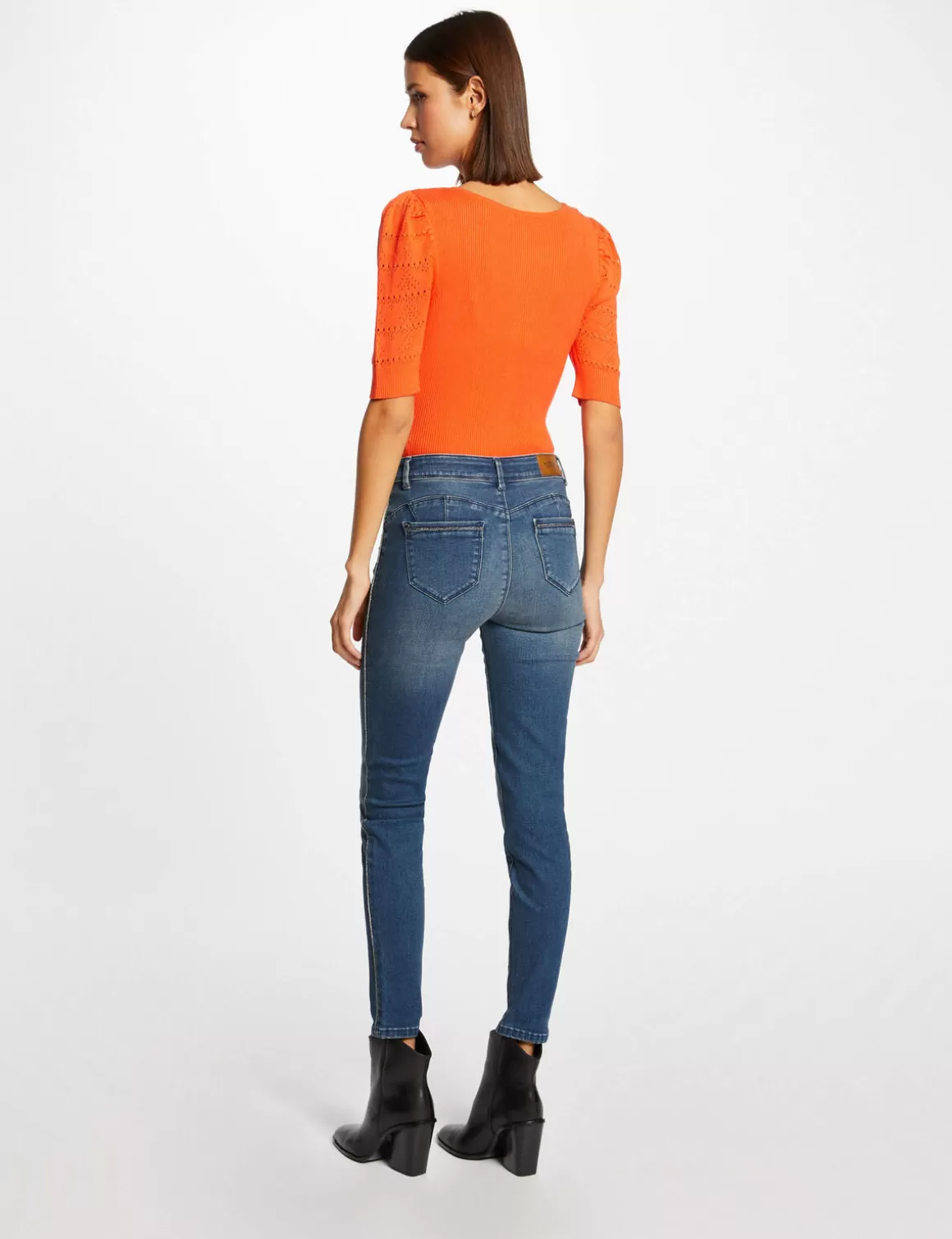 Morgan Jeans>Jeans Slim 7/8Eme Avec Bandes Jean Stone Femme | Jean_Stone