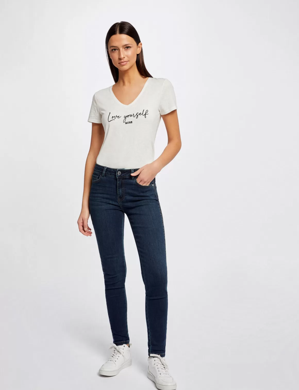 Morgan Pantalons>Jeans Slim Avec Bandes Sequins Jean Stone Femme | Jean_Stone