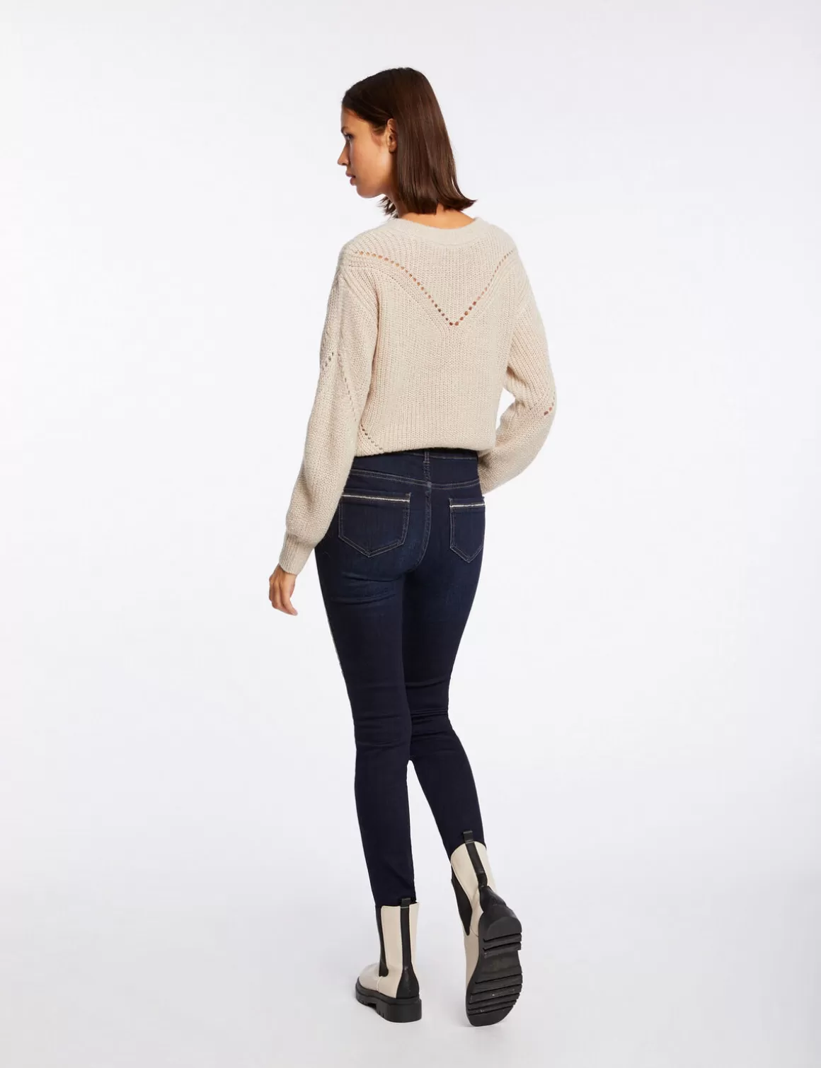 Morgan Jeans>Jeans Slim Avec Bandes Strass Jean Brut Femme | Jean_Brut