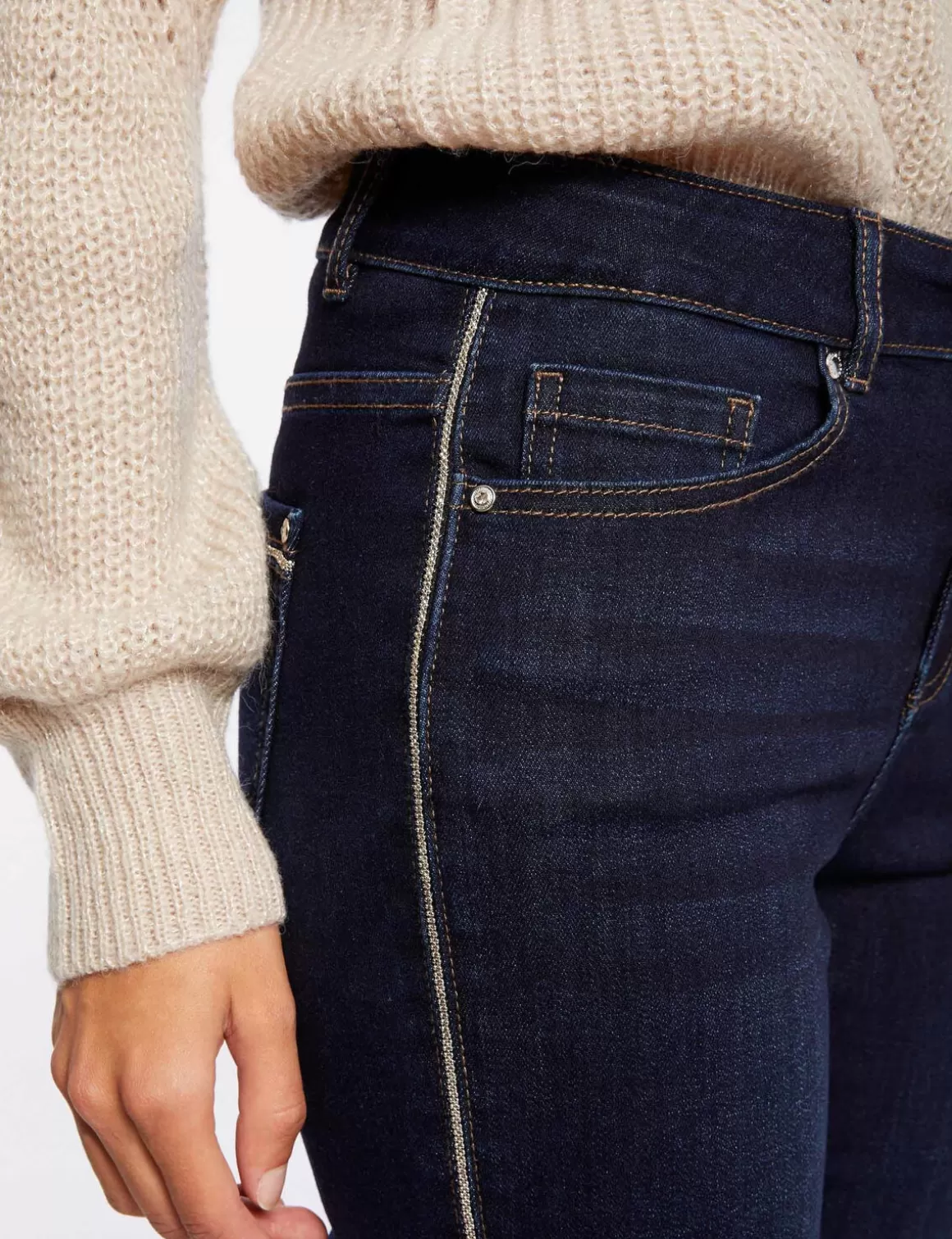Morgan Jeans>Jeans Slim Avec Bandes Strass Jean Brut Femme | Jean_Brut
