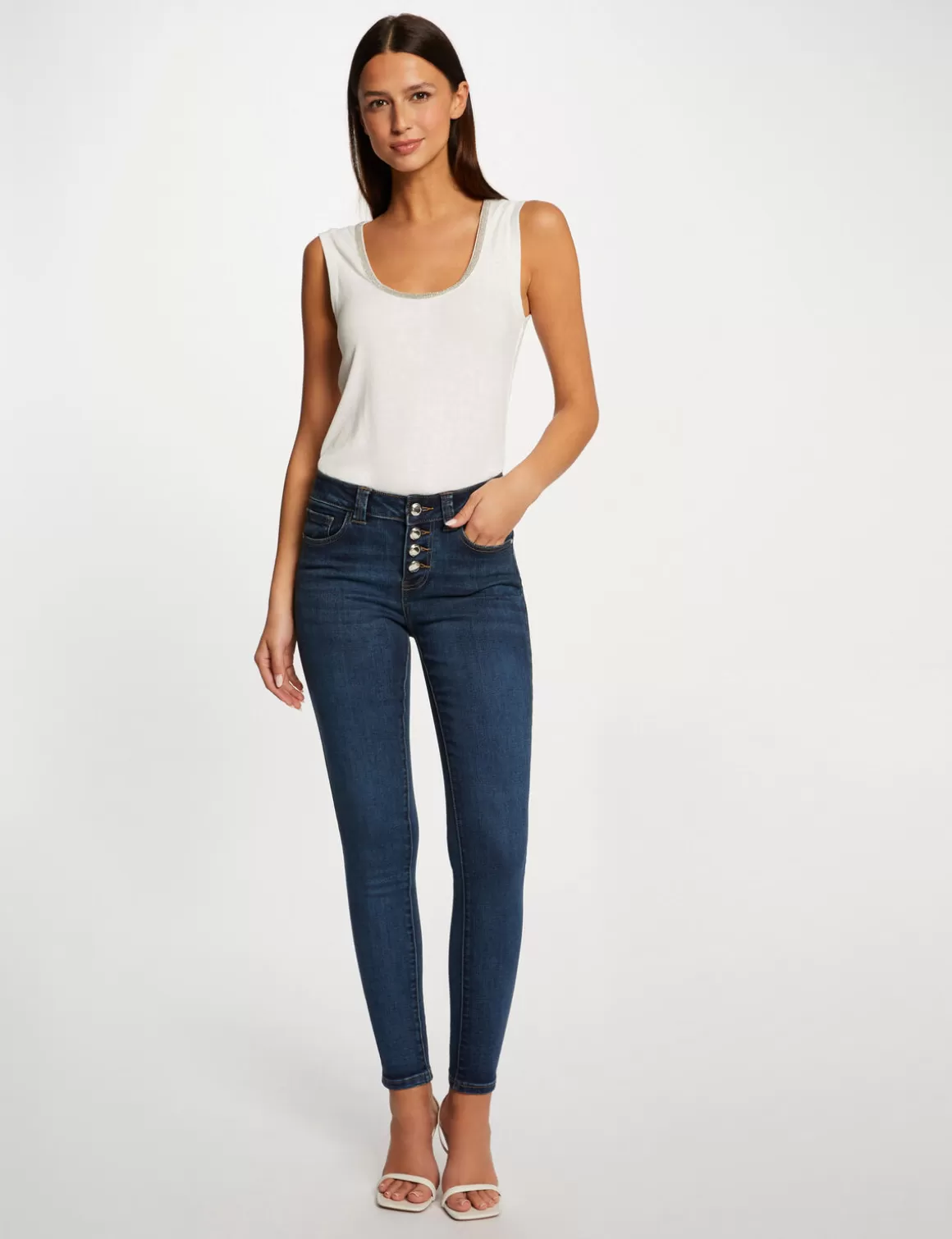 Morgan Jeans>Jeans Slim Avec Boutonnage Jean Stone Femme | Jean_Stone