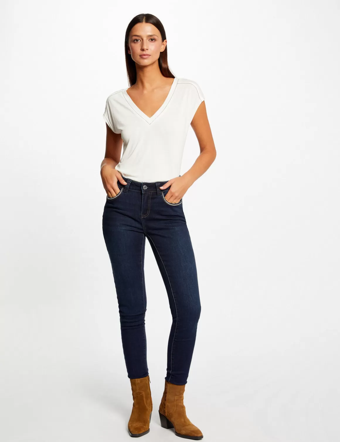 Morgan Jeans>Jeans Slim Avec Details Chaines Jean Brut Femme | Jean_Brut