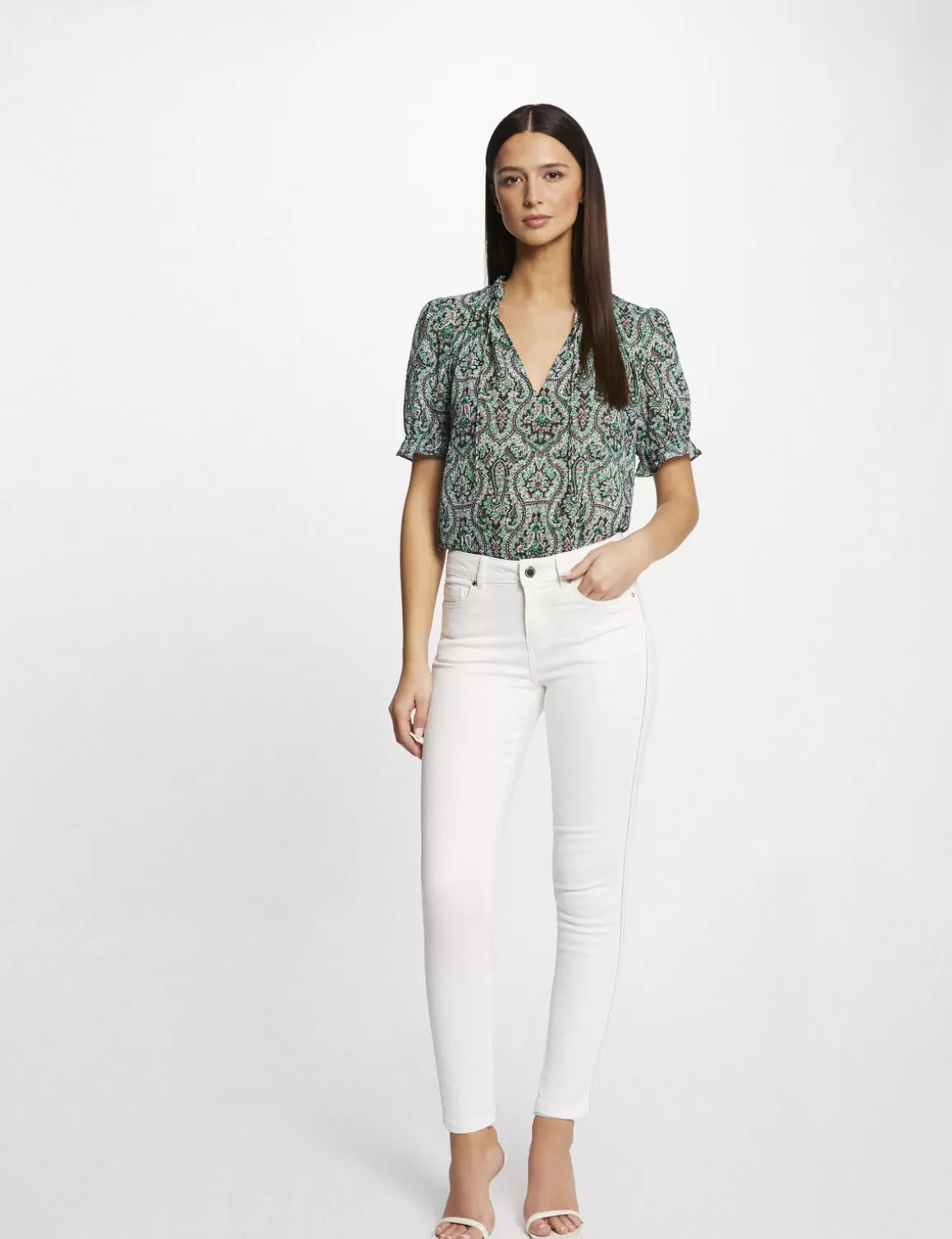 Morgan Jeans>Jeans Slim Bandes Bijoux Femme | Ecru