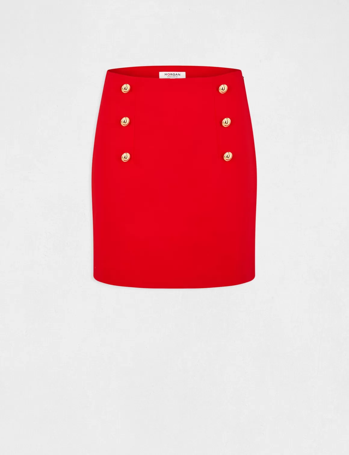 Morgan Jupes>Jupe Droite Taille Haute A Ponts Femme | Rouge