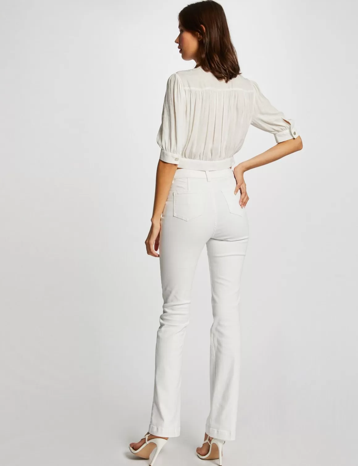 Morgan Pantalons>Pantalon Bootcut Avec Details Tresses Femme | Ecru