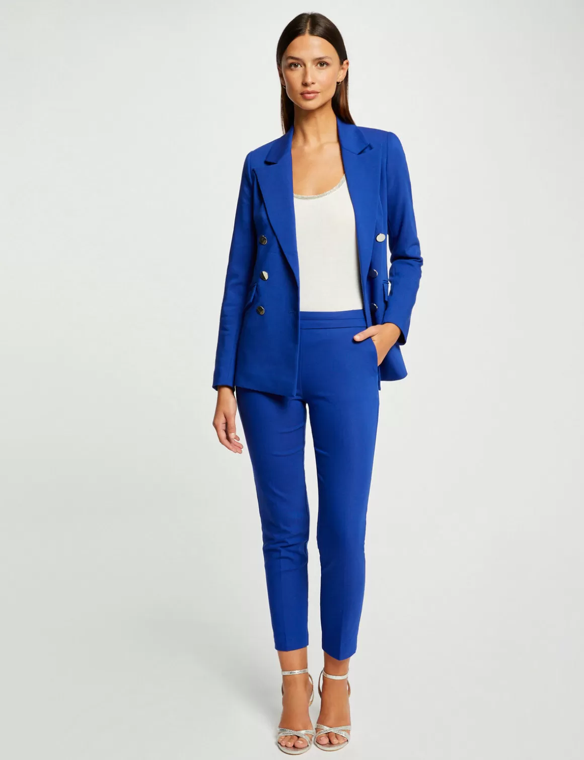 Morgan Ensembles Et Tailleurs>Pantalon Cigarette 7/8Eme Bleu Electrique Femme | Bleu_Electrique