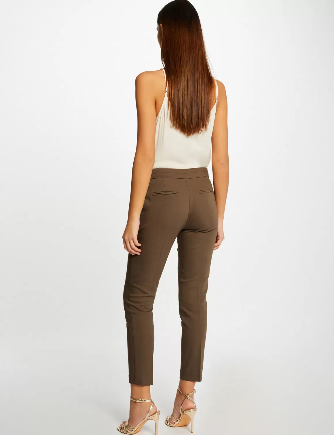 Morgan Pantalons>Pantalon Cigarette 7/8Eme Vert Kaki Femme | Vert_Kaki