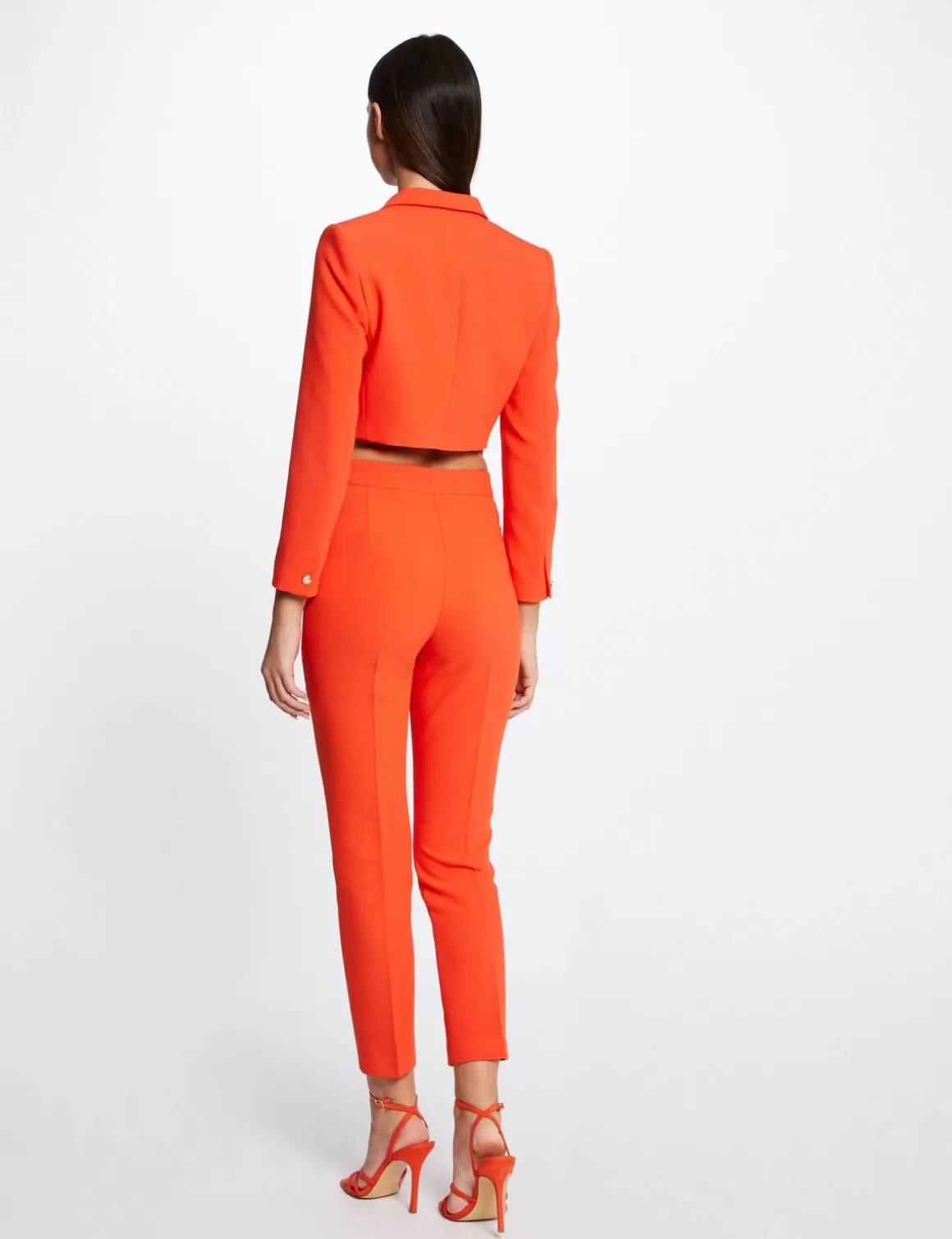 Morgan Ensembles Et Tailleurs>Pantalon City Ajuste 7/8Eme Avec Boutons Femme | Orange